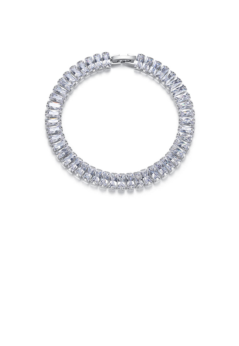 Simple Bright Geometric Rectangular Cubic Zirconia Bracelet 17cm - Luxurious Look