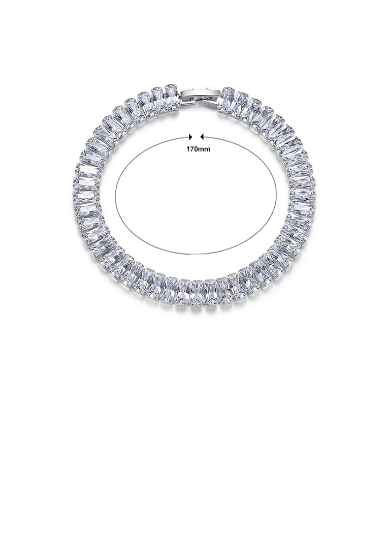 Simple Bright Geometric Rectangular Cubic Zirconia Bracelet 17cm - Luxurious Look