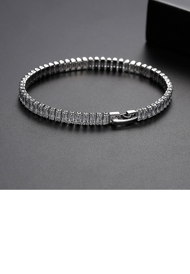 Simple Bright Geometric Rectangular Cubic Zirconia Bracelet 17cm - Luxurious Look