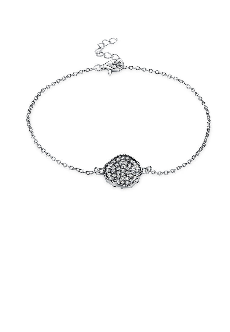 925 Sterling Silver Round Bracelet with Austrian Element Crystal