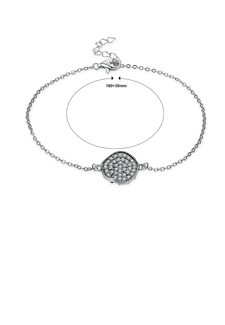 925 Sterling Silver Round Bracelet with Austrian Element Crystal