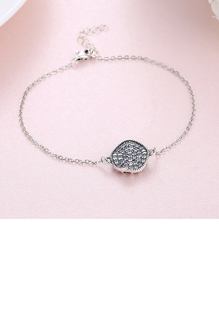 925 Sterling Silver Round Bracelet with Austrian Element Crystal