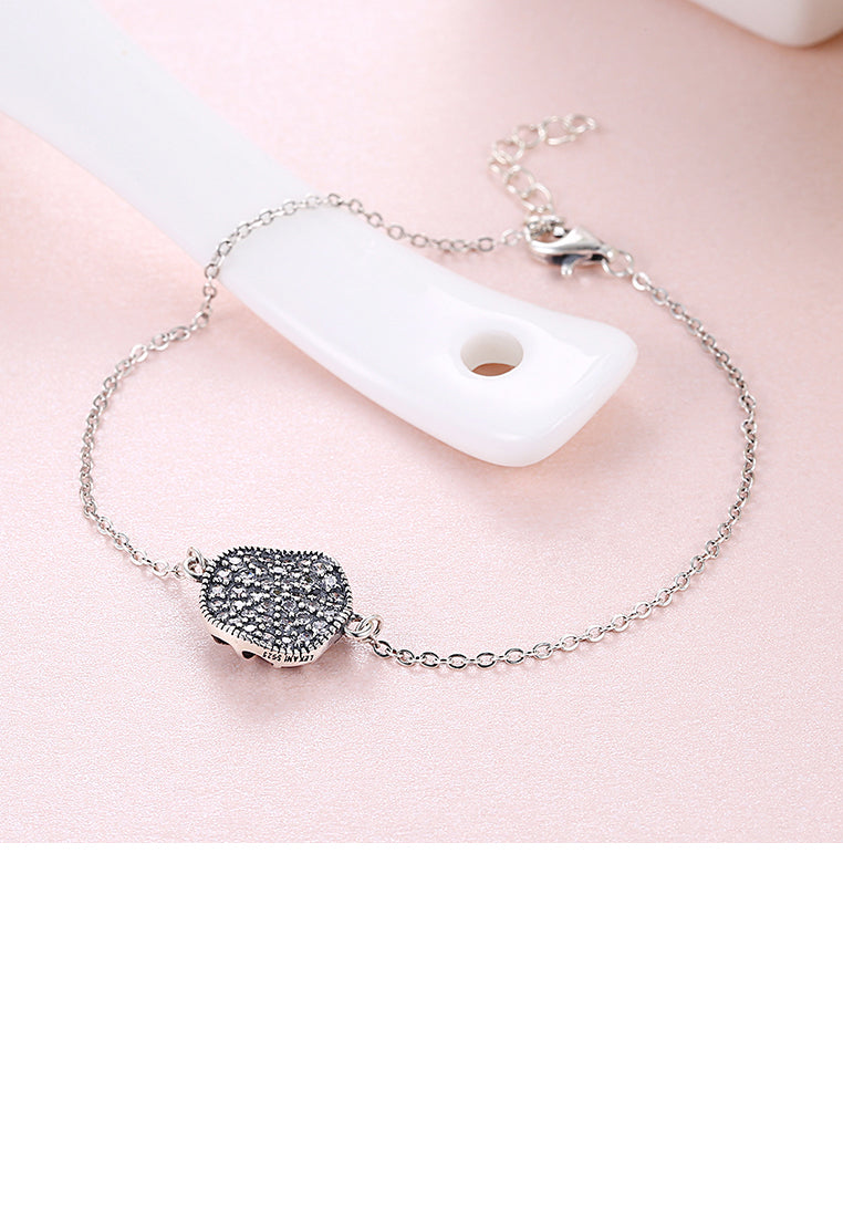 925 Sterling Silver Round Bracelet with Austrian Element Crystal