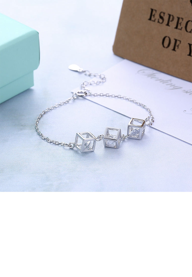 925 Sterling Silve Simple Elegant Fashion Geometric Cubic Bracelet with Cubic Zircon