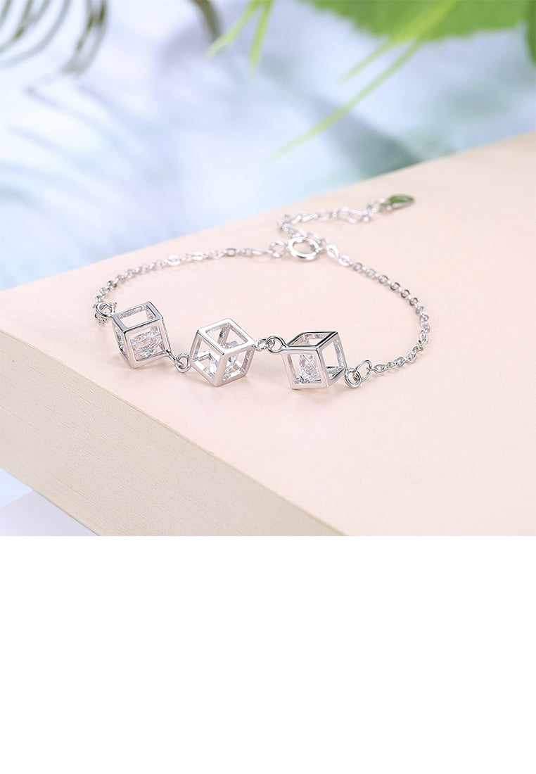 925 Sterling Silve Simple Elegant Fashion Geometric Cubic Bracelet with Cubic Zircon