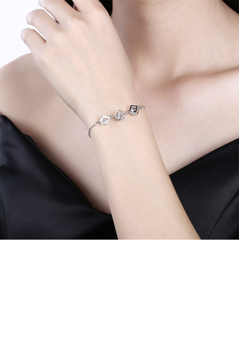 925 Sterling Silve Simple Elegant Fashion Geometric Cubic Bracelet with Cubic Zircon