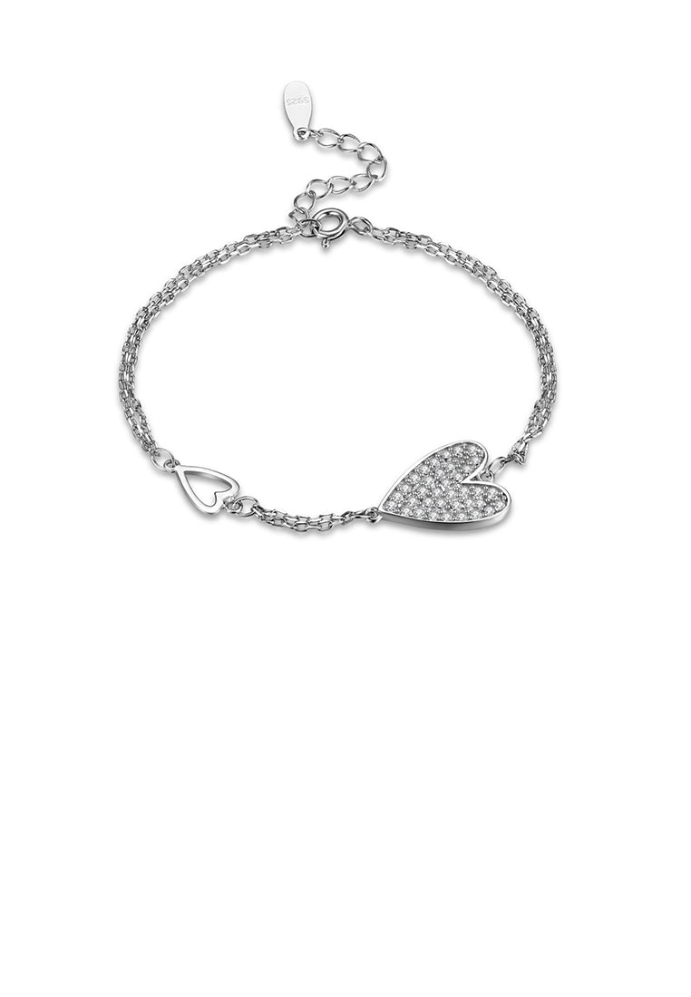 925 Sterling Silver Elegant Fashion Romantic Heart Shape Bracelet with Cubic Zircon