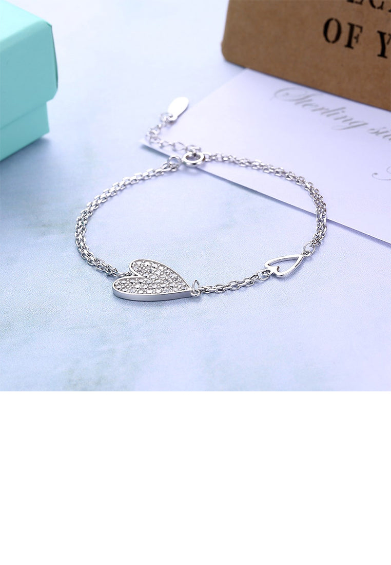 925 Sterling Silver Elegant Fashion Romantic Heart Shape Bracelet with Cubic Zircon