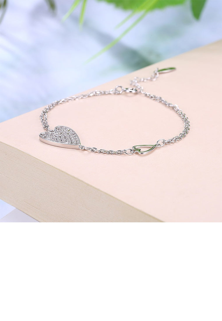925 Sterling Silver Elegant Fashion Romantic Heart Shape Bracelet with Cubic Zircon