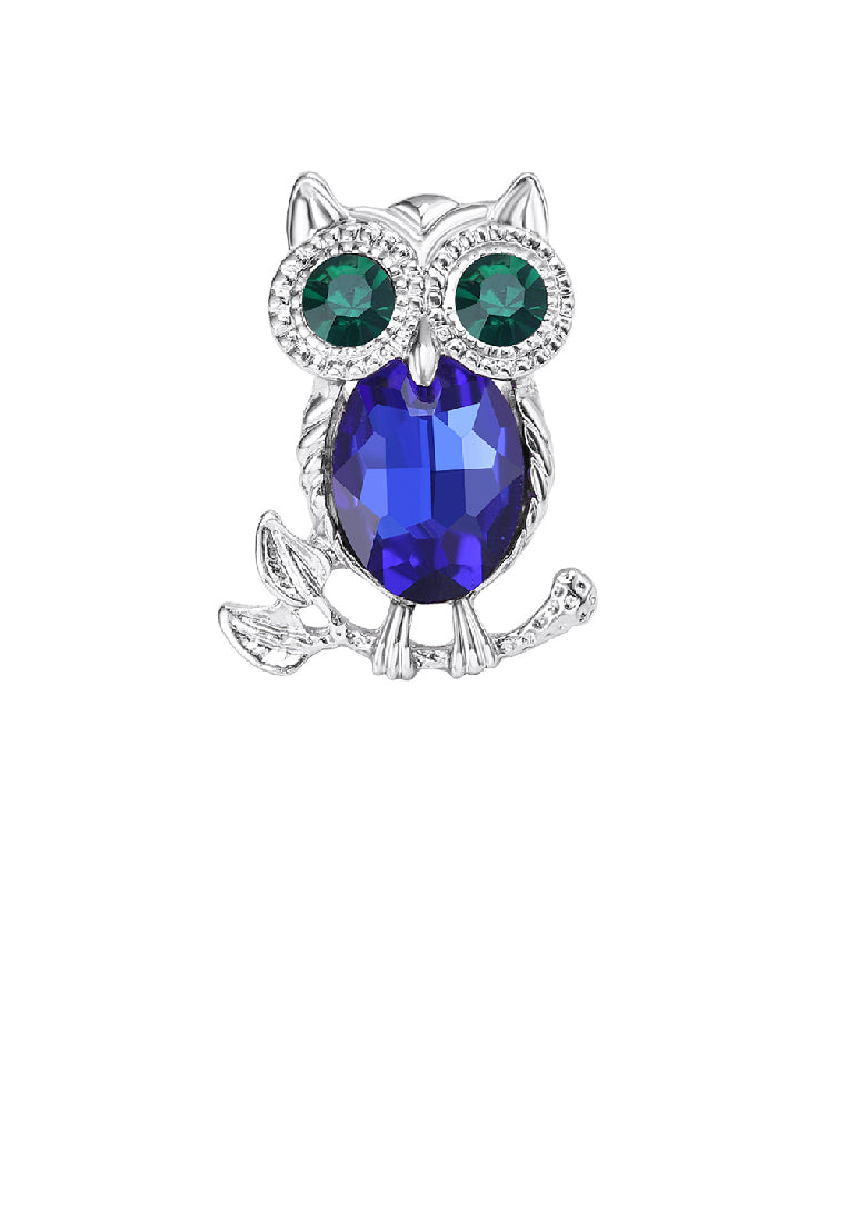 Fashion Cute Owl Brooch with Cubic Zirconia - Luxurious Look