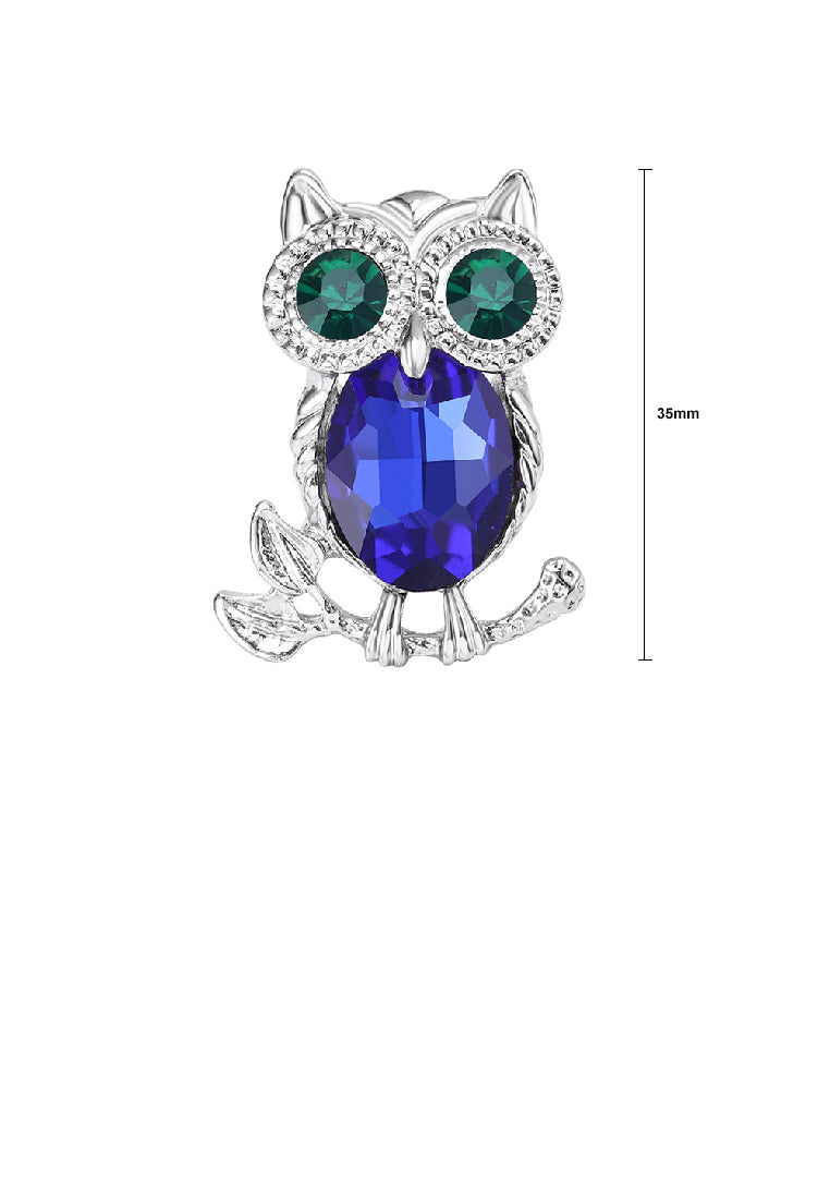 Fashion Cute Owl Brooch with Cubic Zirconia - Luxurious Look