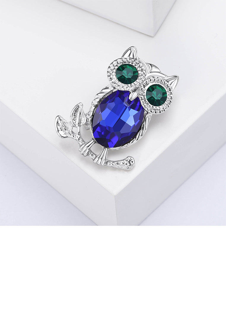 Fashion Cute Owl Brooch with Cubic Zirconia - Luxurious Look