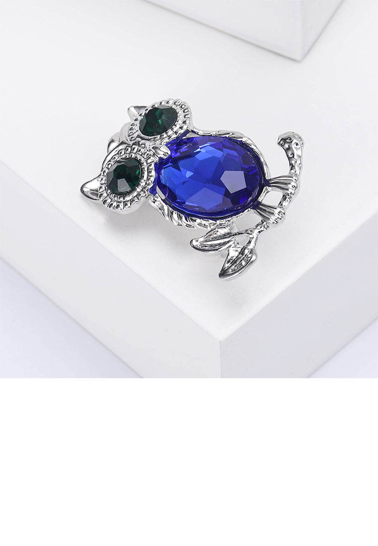Fashion Cute Owl Brooch with Cubic Zirconia - Luxurious Look