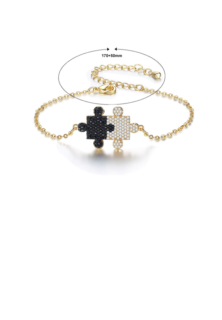 Simple and Creative Plated Gold Puzzle Bracelet with Cubic Zirconia - Luxurious Look