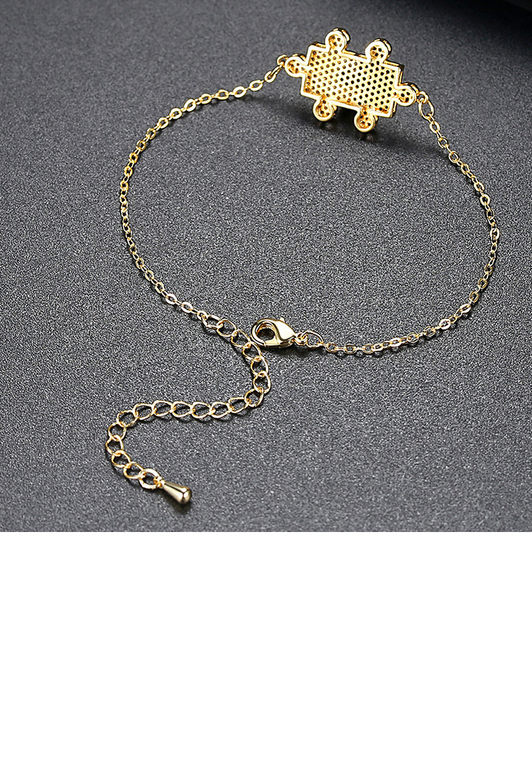 Simple and Creative Plated Gold Puzzle Bracelet with Cubic Zirconia - Luxurious Look