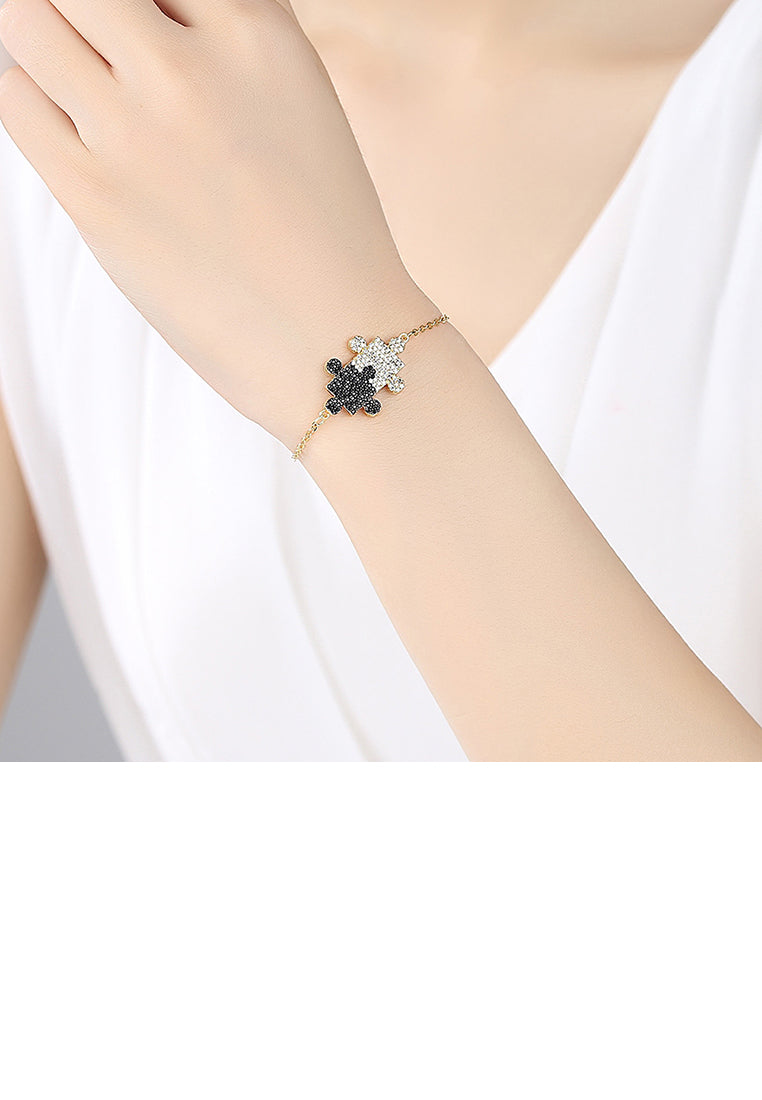 Simple and Creative Plated Gold Puzzle Bracelet with Cubic Zirconia - Luxurious Look