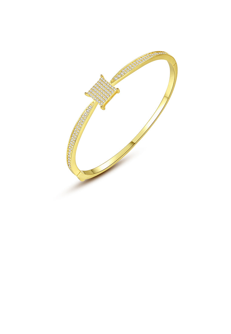 Fashion Simple Plated Gold Geometric Square Bracelet with Cubic Zirconia - Luxurious Look