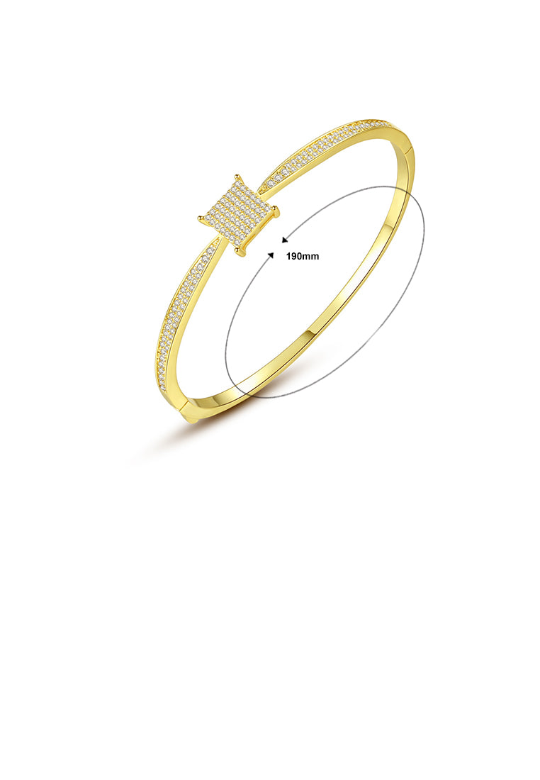 Fashion Simple Plated Gold Geometric Square Bracelet with Cubic Zirconia - Luxurious Look