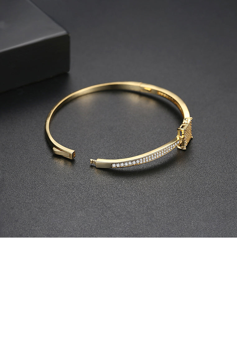 Fashion Simple Plated Gold Geometric Square Bracelet with Cubic Zirconia - Luxurious Look