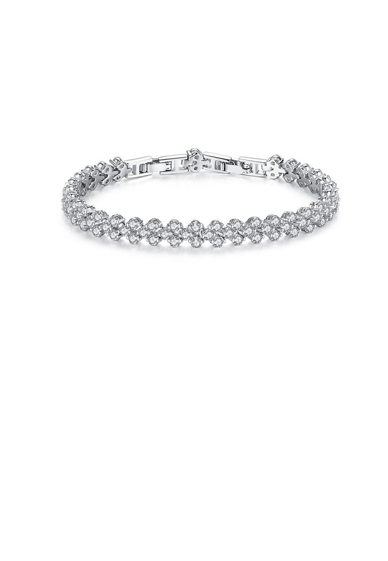 Simple Bright Geometric Bracelet with Cubic Zirconia - Luxurious Look