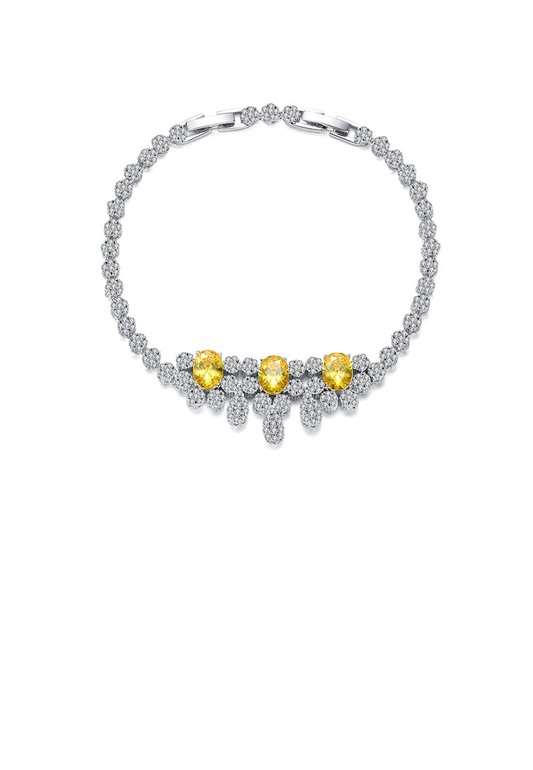 Elegant and Bright Geometric Bracelet with Yellow Cubic Zirconia - Luxurious Look