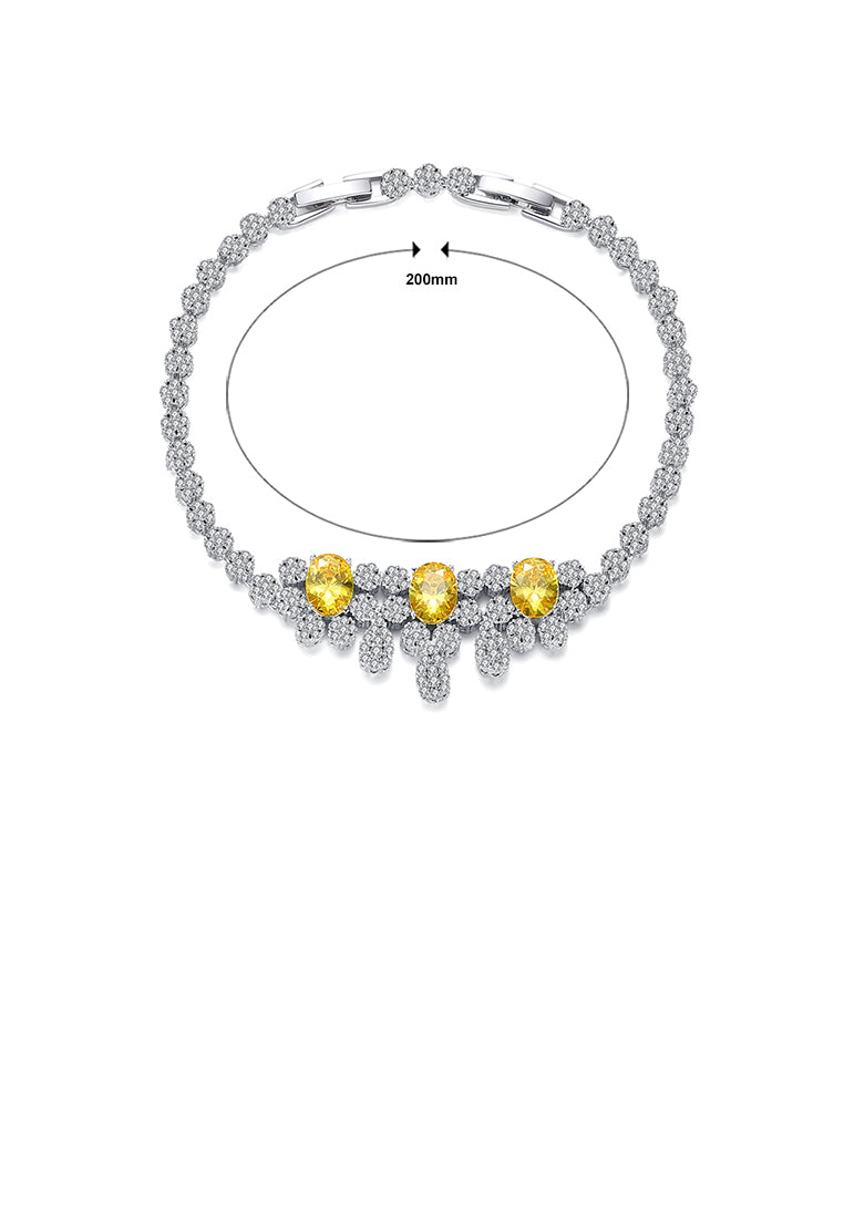 Elegant and Bright Geometric Bracelet with Yellow Cubic Zirconia - Luxurious Look