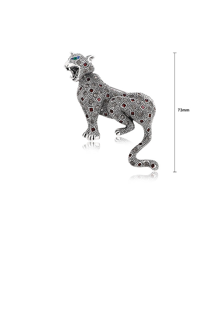 Fashion Personality Cheetah Brooch with Cubic Zirconia - Luxurious Look