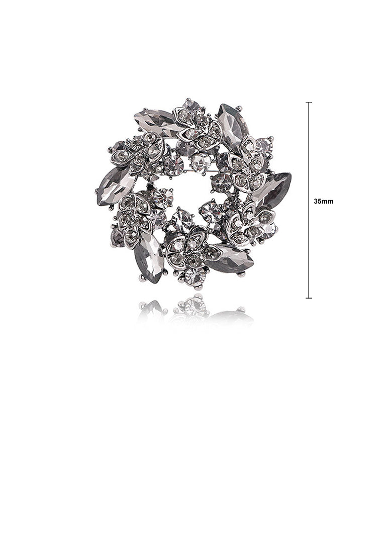 Fashion and Elegant Grey Wreath Brooch with Cubic Zirconia - Luxurious Look