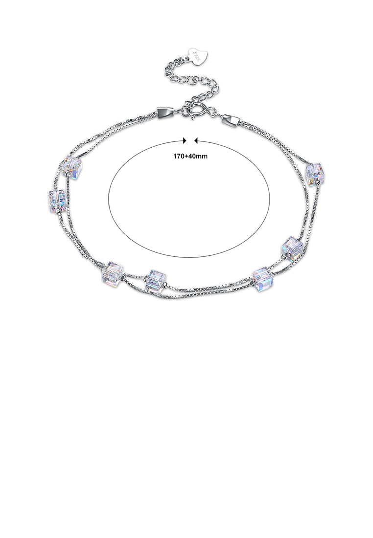 925 Sterling Silver Simple and Fashion Square Bracelet with Austrian Element Crystal