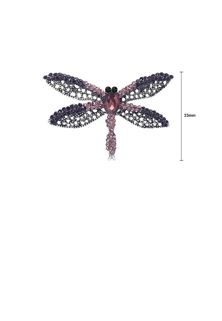 Fashion Dazzling Hollow Dragonfly Brooch with Purple Cubic Zirconia - Luxurious Look