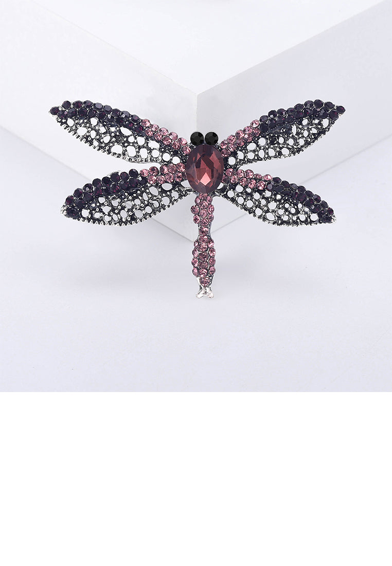 Fashion Dazzling Hollow Dragonfly Brooch with Purple Cubic Zirconia - Luxurious Look