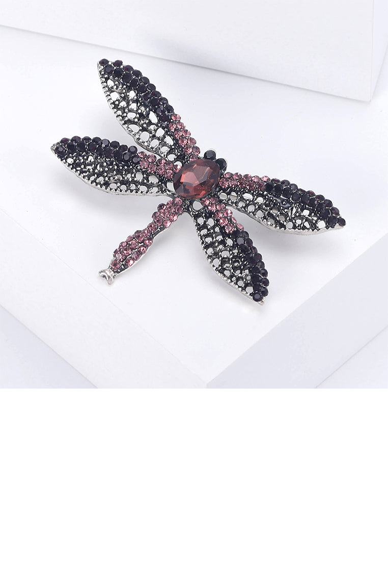 Fashion Dazzling Hollow Dragonfly Brooch with Purple Cubic Zirconia - Luxurious Look