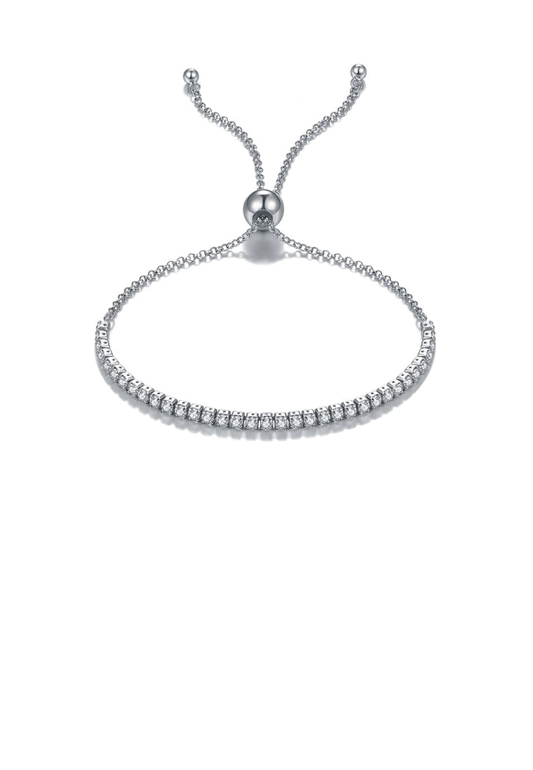 925 Sterling Silver Simple Bracelet with White Cubic Zirconia - Luxurious Look