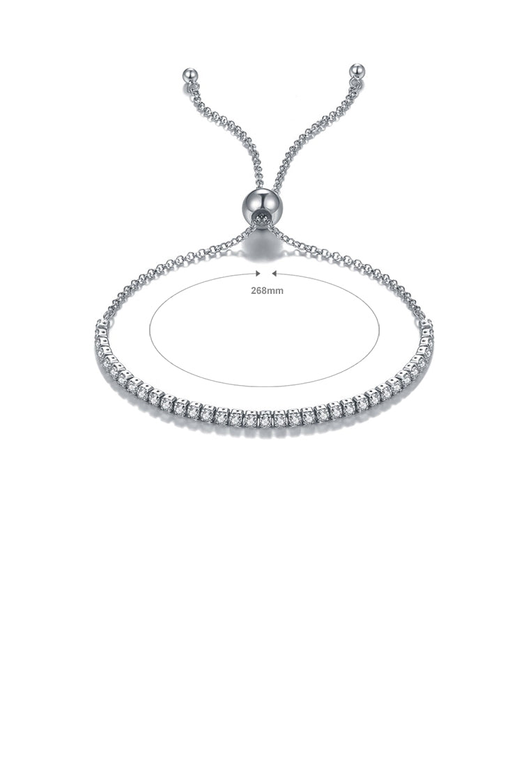 925 Sterling Silver Simple Bracelet with White Cubic Zirconia - Luxurious Look
