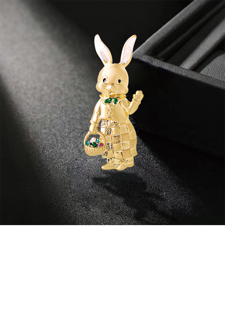 Fashion and Cute Plated Gold Rabbit Brooch