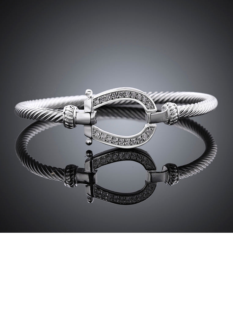 Fashion Simple Horseshoe Cubic Zircon Bangle