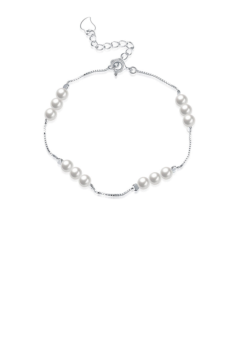 925 Sterling Silver Elegant Pearl Bracelet - Luxurious Look