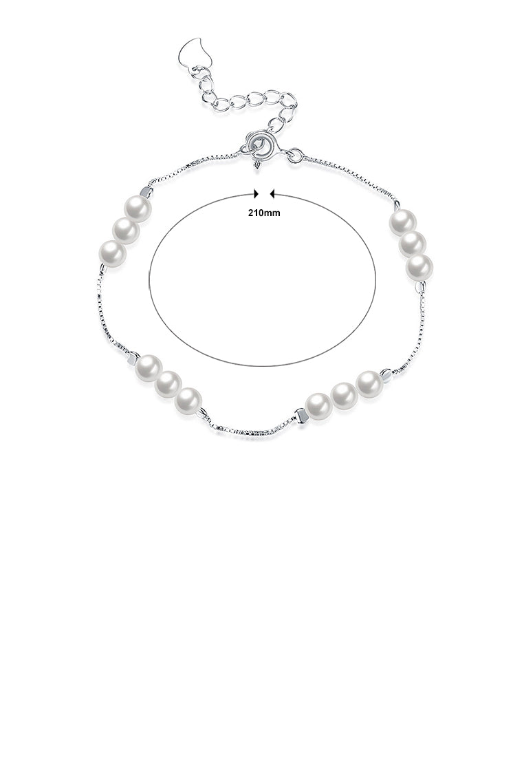 925 Sterling Silver Elegant Pearl Bracelet - Luxurious Look