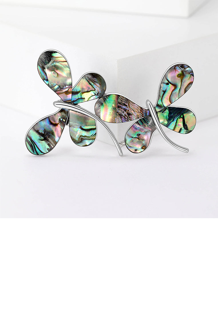 Fashion and Elegant Double Butterfly Colorful Shell Brooch
