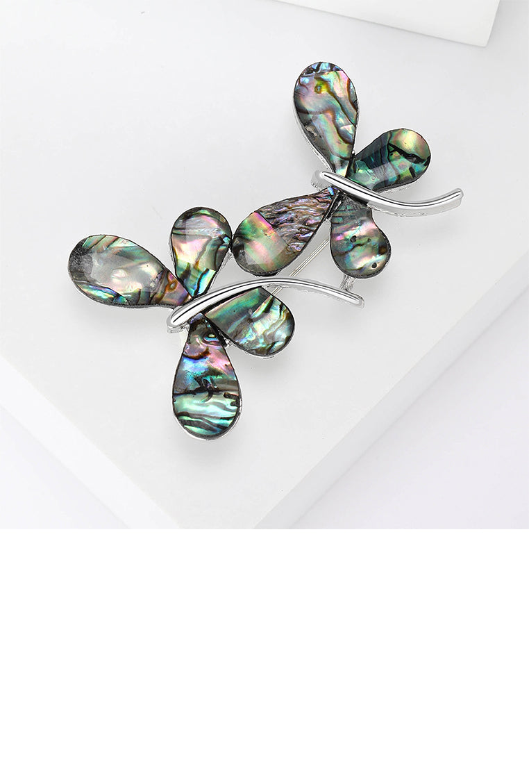 Fashion and Elegant Double Butterfly Colorful Shell Brooch