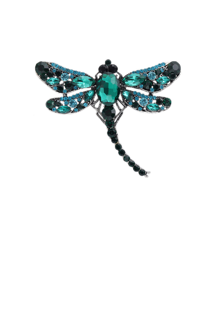Fashion Temperament Dragonfly Brooch with Green Cubic Zirconia - Luxurious Look