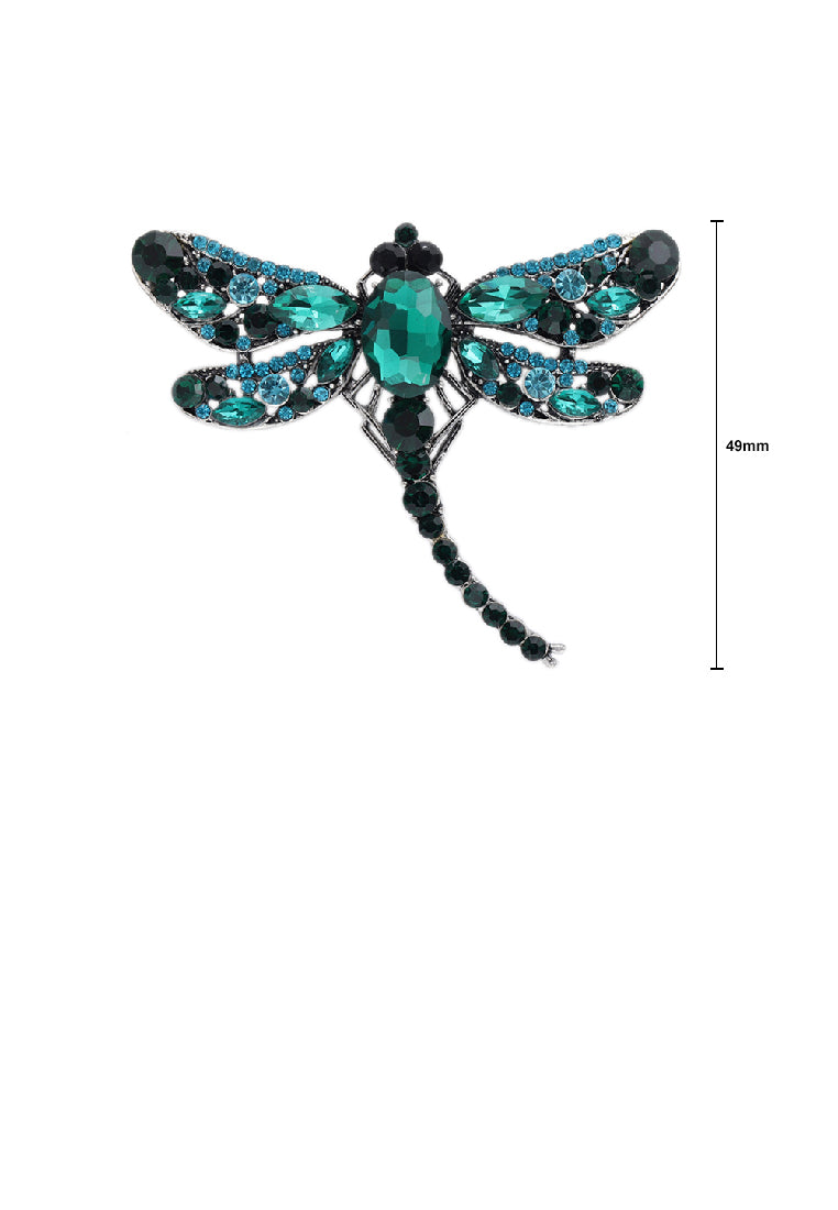 Fashion Temperament Dragonfly Brooch with Green Cubic Zirconia - Luxurious Look