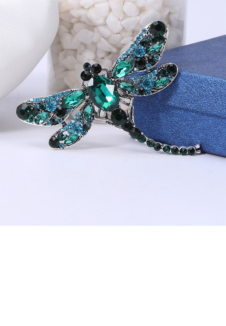 Fashion Temperament Dragonfly Brooch with Green Cubic Zirconia - Luxurious Look