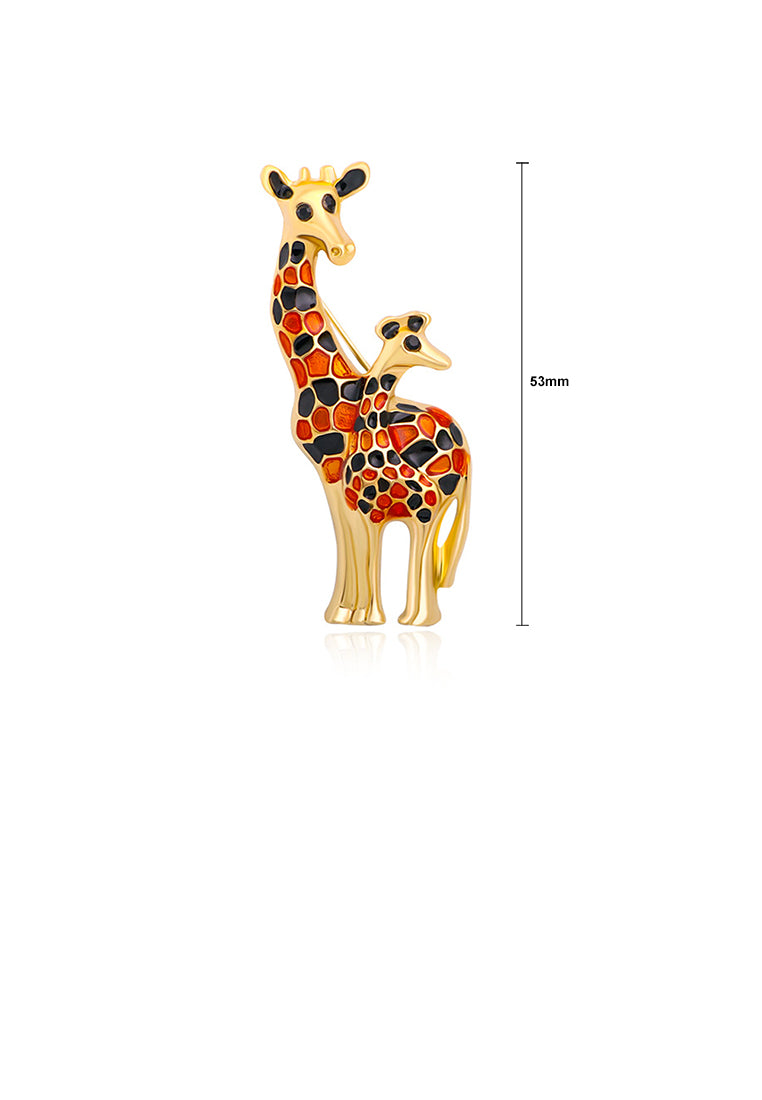 Fashion and Cute Plated Gold Enamel Giraffe Brooch