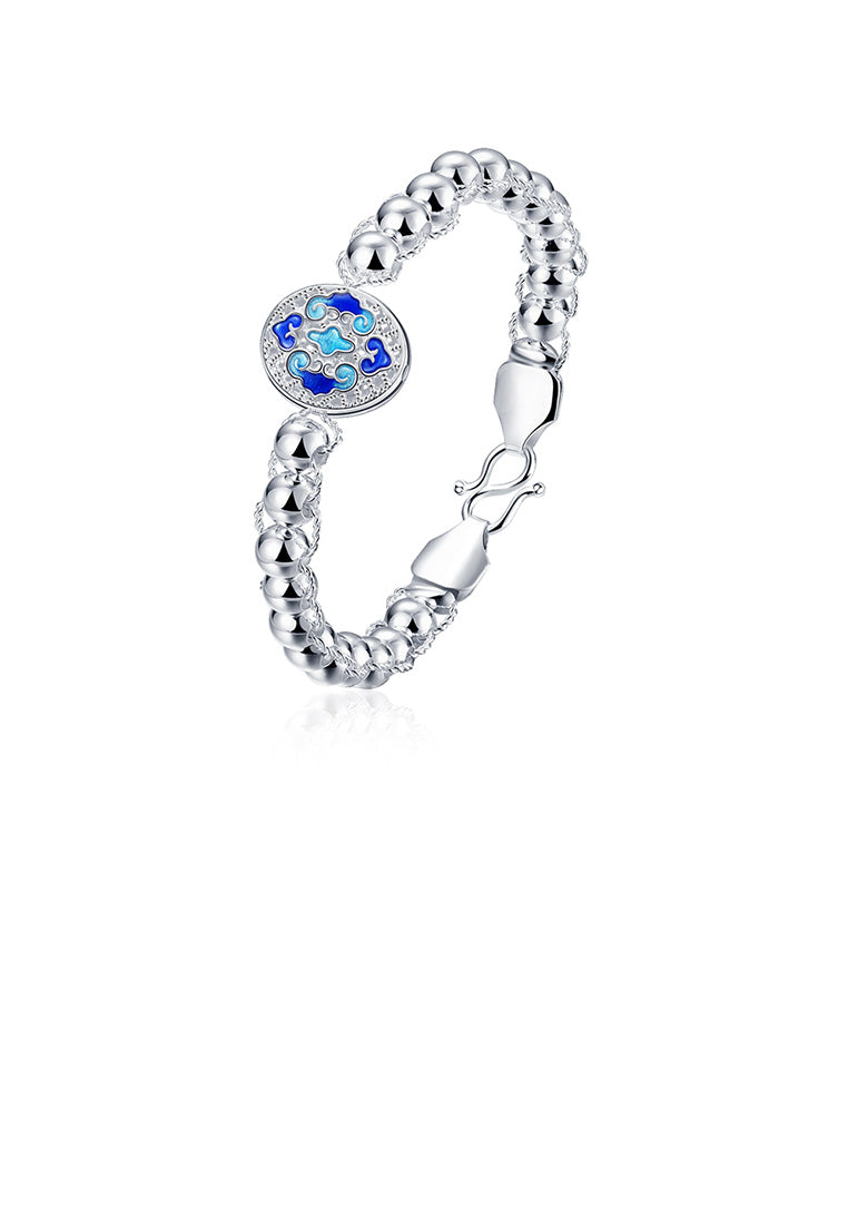 Fashion Vintage Blue Textured Beaded Bracelet