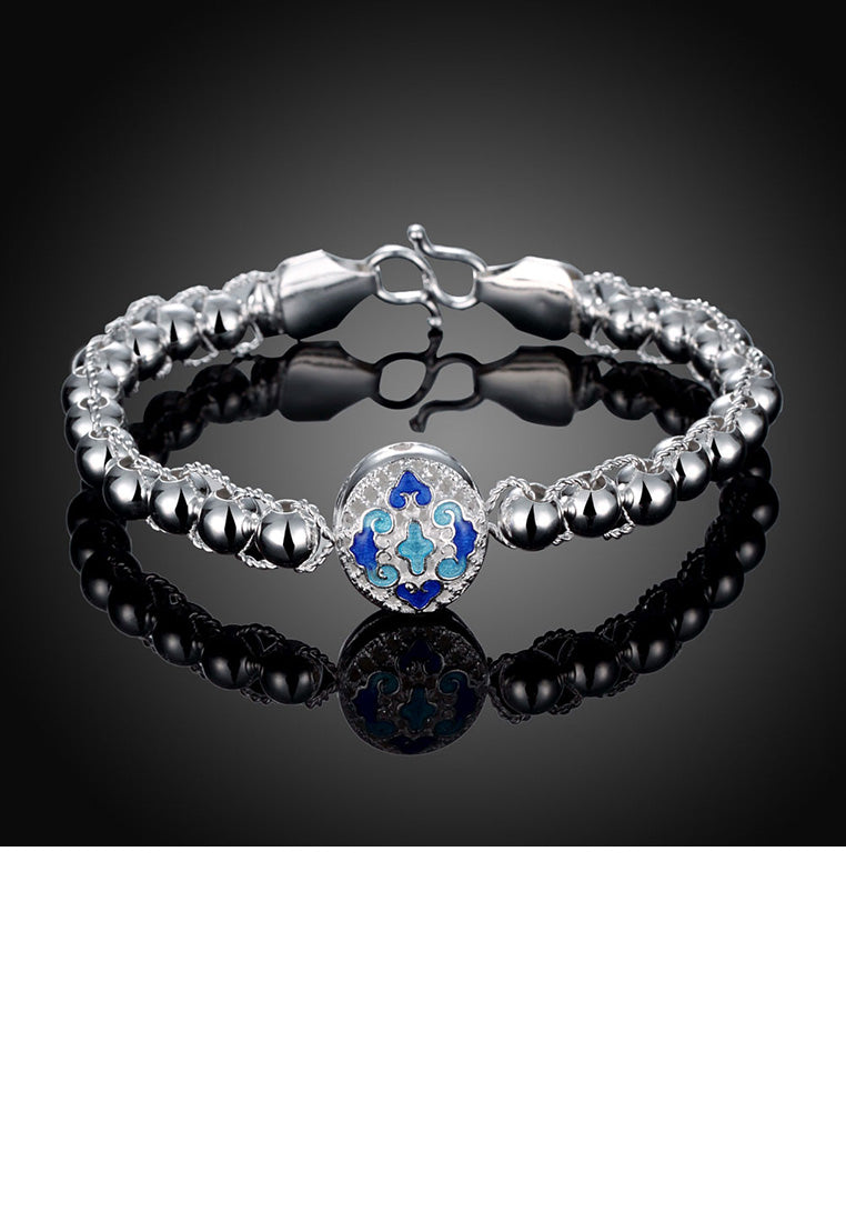 Fashion Vintage Blue Textured Beaded Bracelet