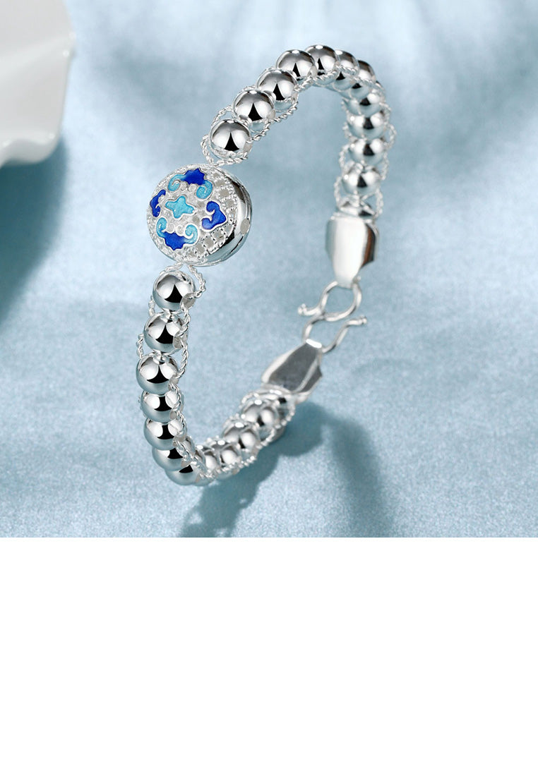 Fashion Vintage Blue Textured Beaded Bracelet