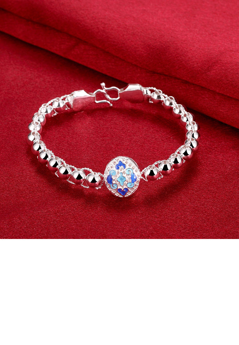 Fashion Vintage Blue Textured Beaded Bracelet