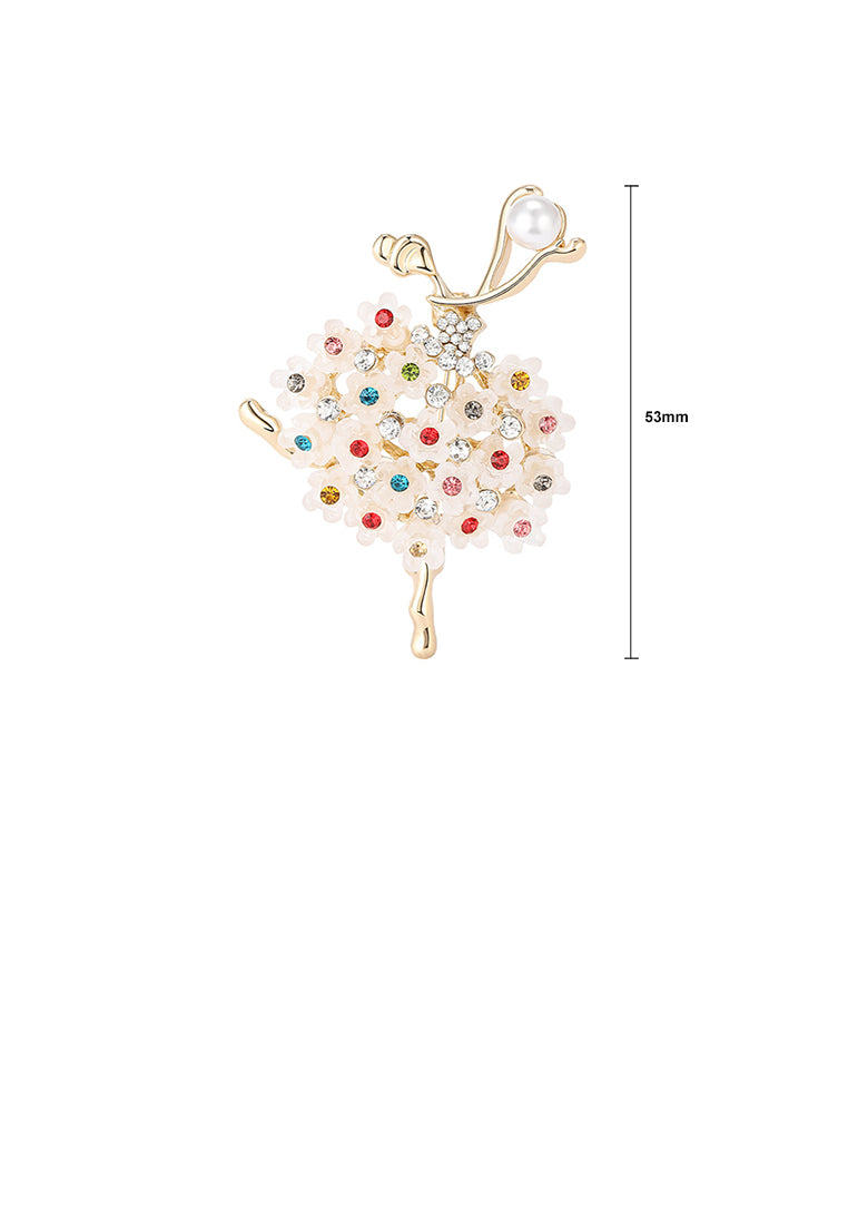Fashion and Creative Plated Gold Ballerina Girl Brooch with Cubic Zirconia - Luxurious Look