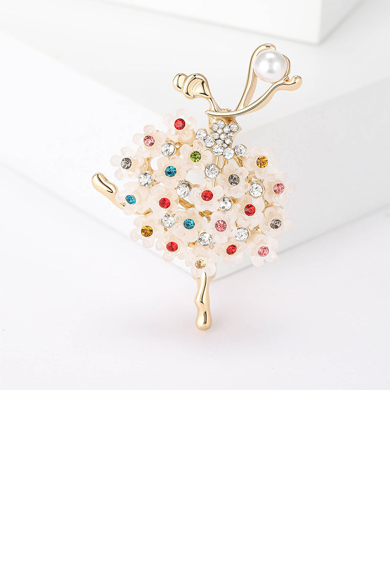 Fashion and Creative Plated Gold Ballerina Girl Brooch with Cubic Zirconia - Luxurious Look